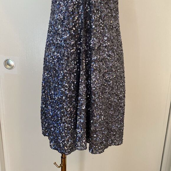 Alice + Olivia Silk Gray Blue Sequin A-line Shift Tank Mini Dress Size Small - Picture 8 of 13